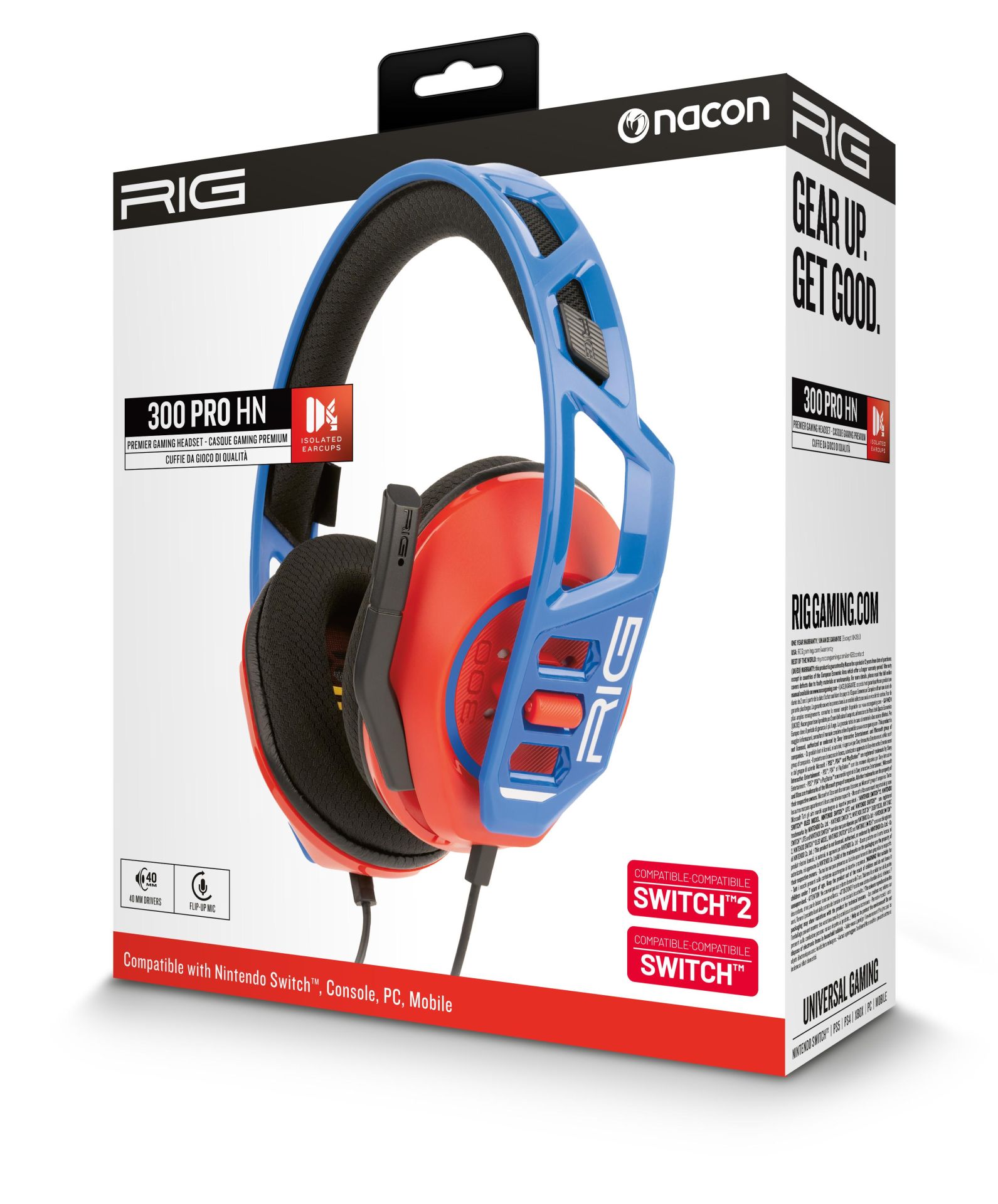 NACON HEADSET RIG 300 PRO SWITCH 2 žične slušalke redeče modre barve - slika 4