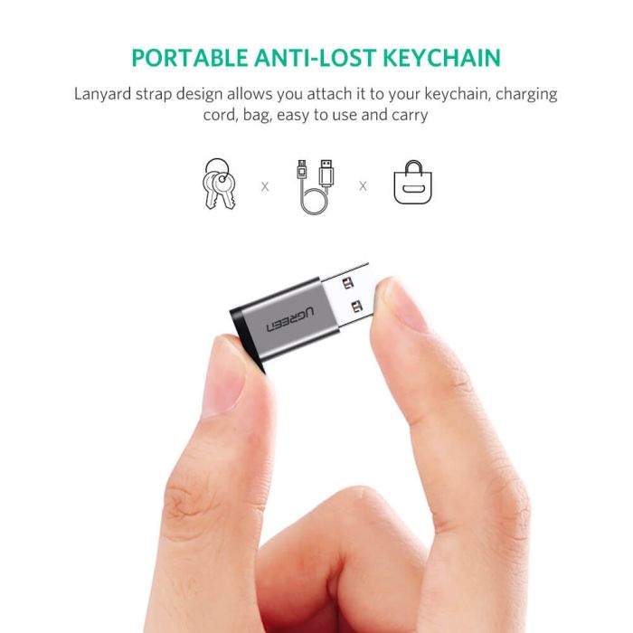 Ugreen USB 3.0-A na USB-C adapter siv - blister - slika 4