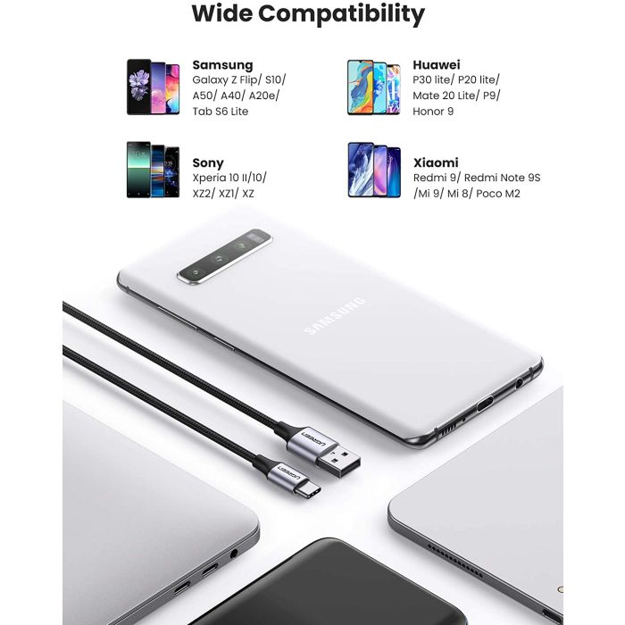 UGREEN USB 2.0 A na USB-C kabel 2m (črn) - polybag