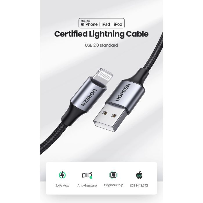 Ugreen kabel Lightning na USB-A 1,5m - box - slika 3