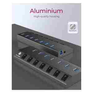 IcyBox IB-HUB1701-C3 7-portni USB-A hub s stikali