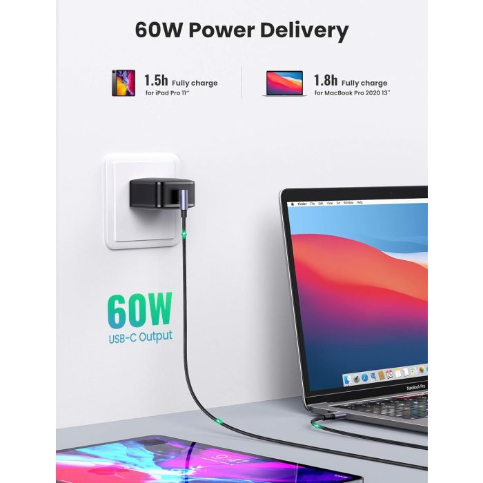 Ugreen USB-C na kotni USB-C kabel 60W 3M - slika 5