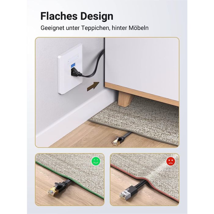 Ugreen Cat7 RJ45 ploščat mrežni kabel 10m - slika 5