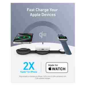 Anker MagGo brezžična zložljiva polnilna podloga 3v1, črna