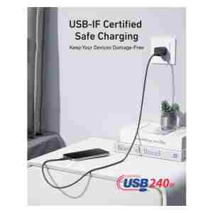 Anker pleteni USB-C na USB-C kabel 240 W, 0,9m, črn