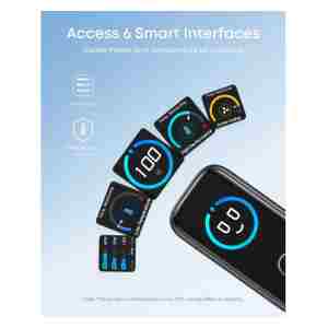 Anker 100W GaN Smart Display 3-portni polnilec, temno siv