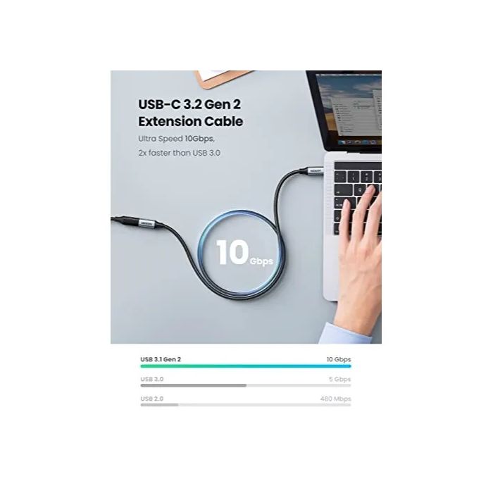 Ugreen USB-C podaljšek, 1M - PolyBag - slika 4