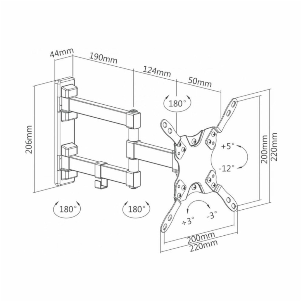 Nosilec stenski SBOX za monitor 13"-43" do 20kg (LCD-223) - slika 2