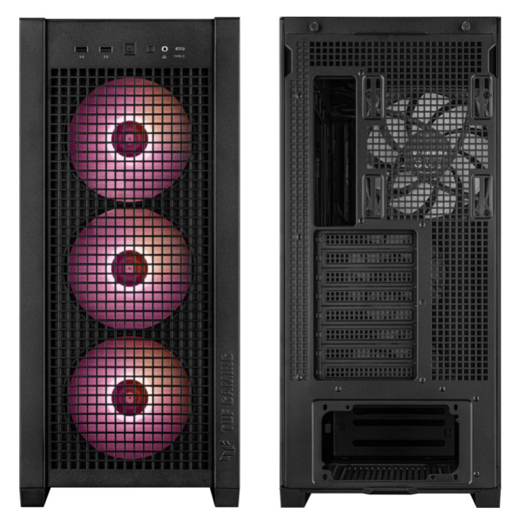 Ohišje Asus TUF Gaming GT302 TG MidiATX - črna RGB - slika 2