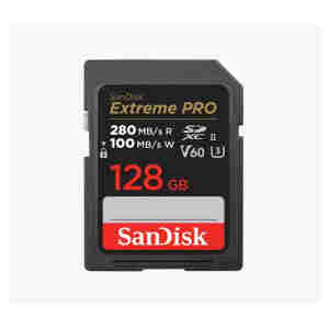 Spominska kartica SDXC 128GB Sandisk Extreme Pro 280MB/s/100MB/s U3 V60 UHS-II (SDSDXEP-128G-GN4IN)