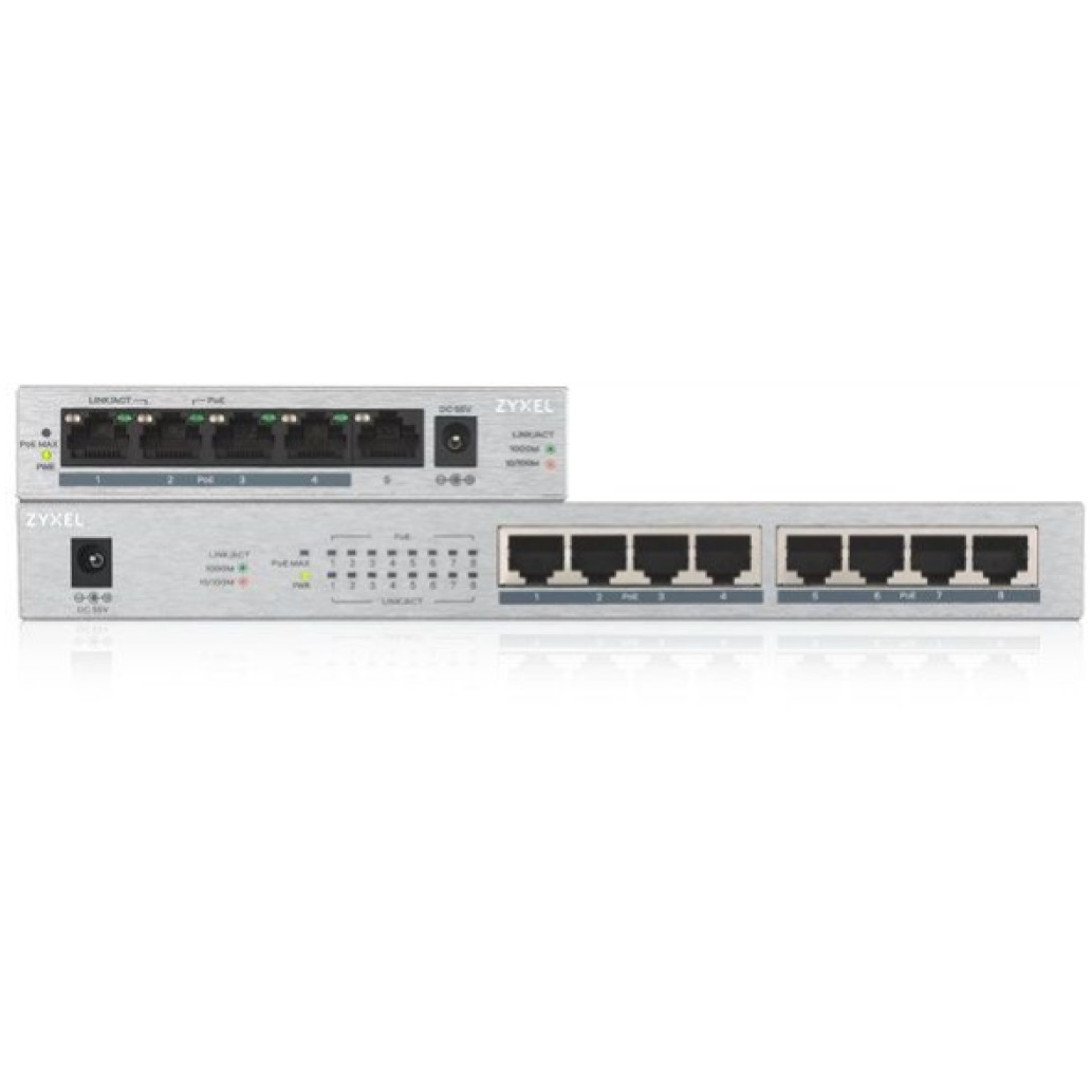 STIKALO 8-PORT ZyXEL 100/1000 PoE+ (GS1008HP-EU0101F)