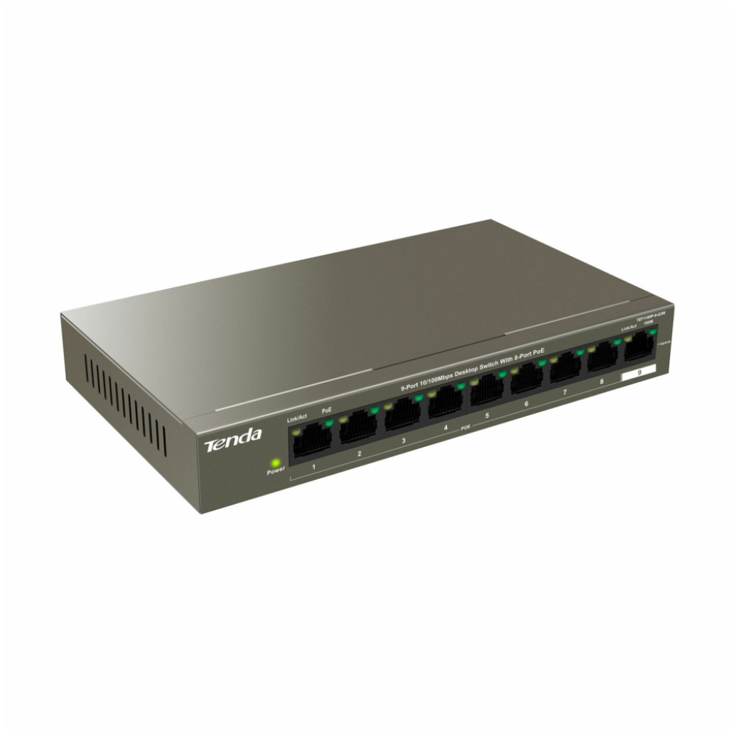 STIKALO 9-PORT Tenda 10/100 8xPoE 58W mini kovinsko ohišje (TEF1109P-8-63W)