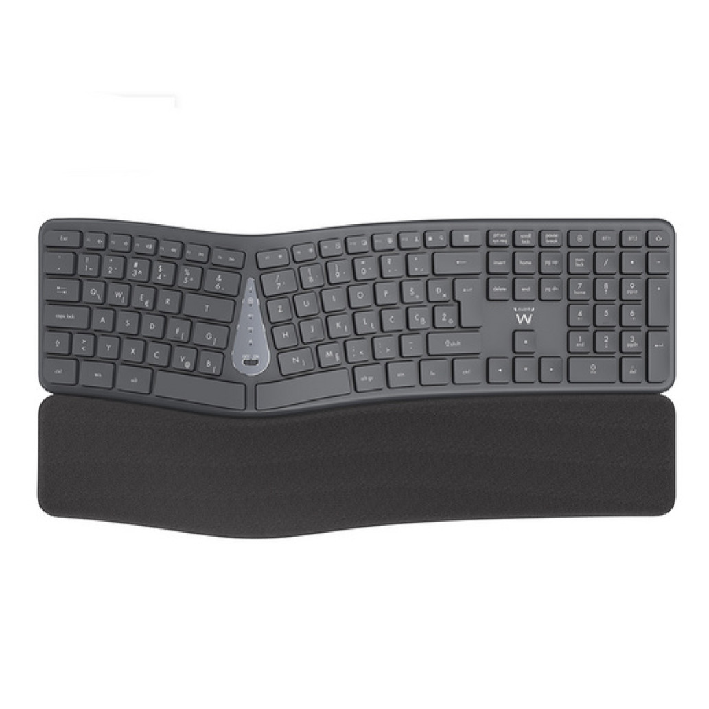 Tipkovnica Bluetooth + USB Ewent Wireless Ergonomic Multi-Connect SLO | Slovenski nabor znakov črno-siva (EW3289)