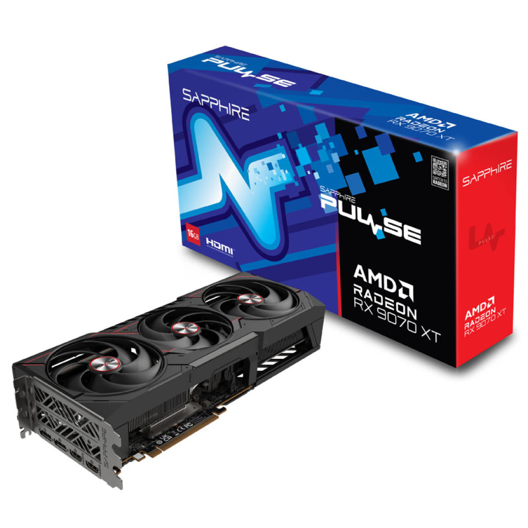 Grafična kartica AMD RX9070 XT Sapphire Pulse - 16GB GDDR6 | 2xHDMI 2.1a 2xDisplayport 2.1a (11348-03-20G)