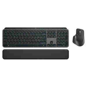 Tipkovnica in miš Logitech brezžična desktop MX Keys S Plus US international SLO gravura grafitna LED osvetlitev miška MX Master 3S (920-011614)