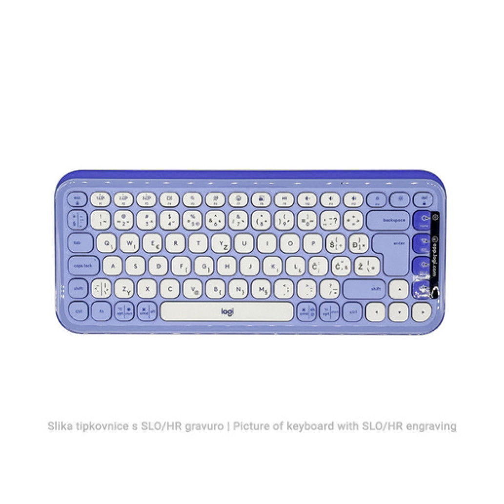 Tipkovnica brezžična + Bluetooth Logitech Pop Icon Keys US international | SLO gravura vijolična (920-013074) - slika 2