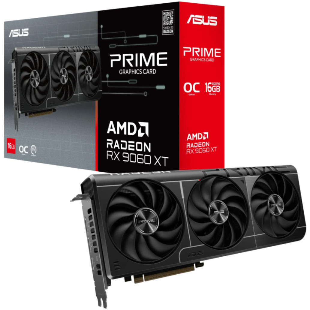 Grafična kartica AMD RX9060 XT Asus Prime - 16GB GDDR6 | 1xHDMI 2.1b 2xDisplayport 2.1a (PRIME-RX9060XT-O16G)