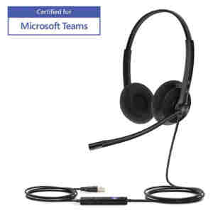 Slušalke žične Yealink naglavne z mikrofonom USB UH34 črne (1308048)