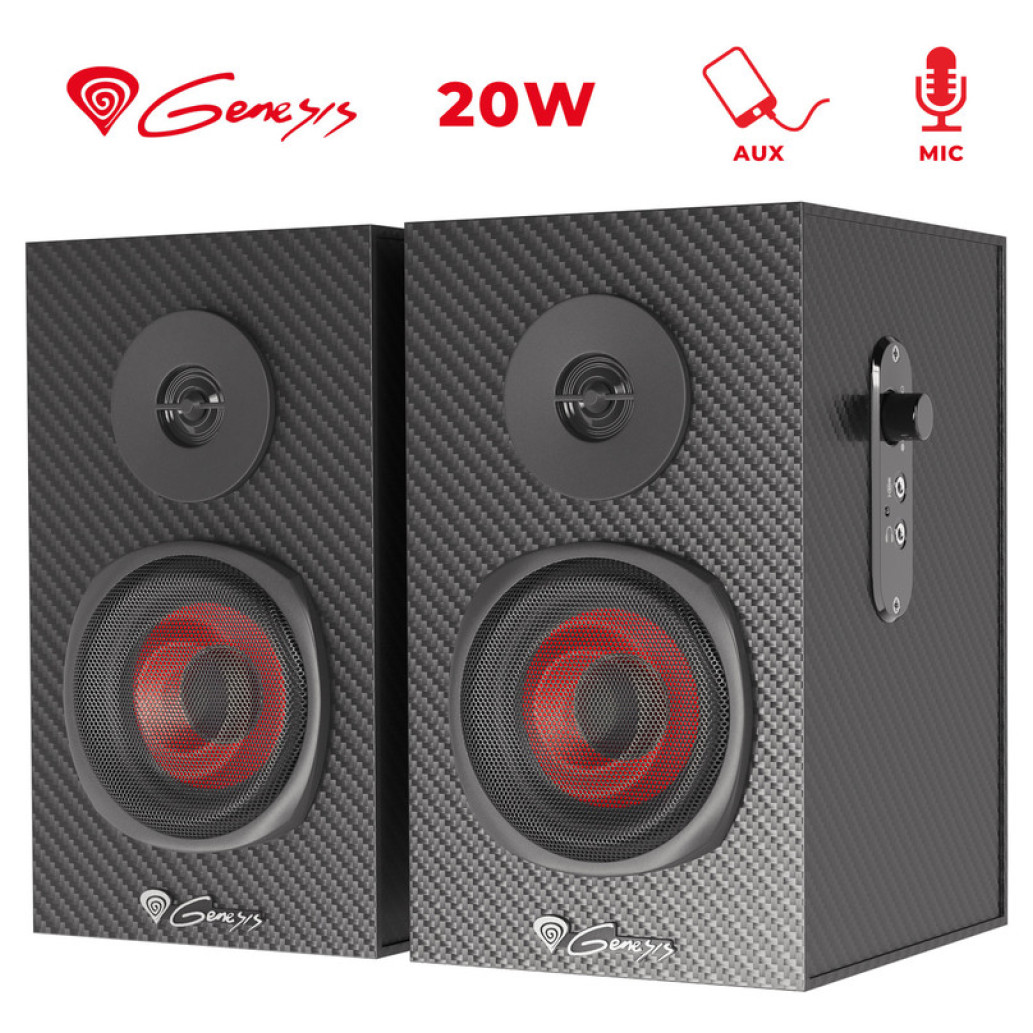 Zvočniki Genesis HELIUM 200 20W 2.0 (črna-rdeča)