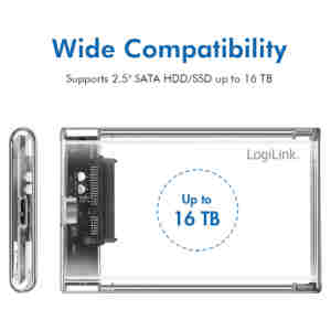 Ohišje za trdi disk 2,5 USB-A 3.0 Logilink prozorno brezvijačno (UA0409)