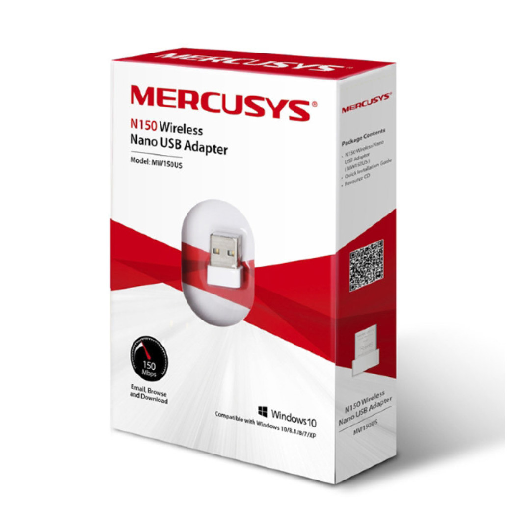 Brezžični mrežni adapter USB 2.0 MERCUSYS Nano WiFi4 802.11n N150 150Mbit/s Nano (MW150US)