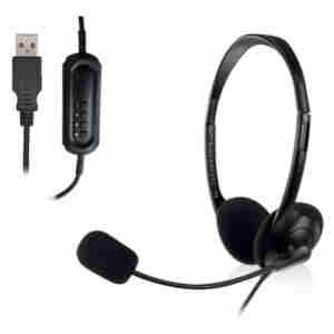 Slušalke žične Ewent naglavne mikrofon USB črne (EW3568)