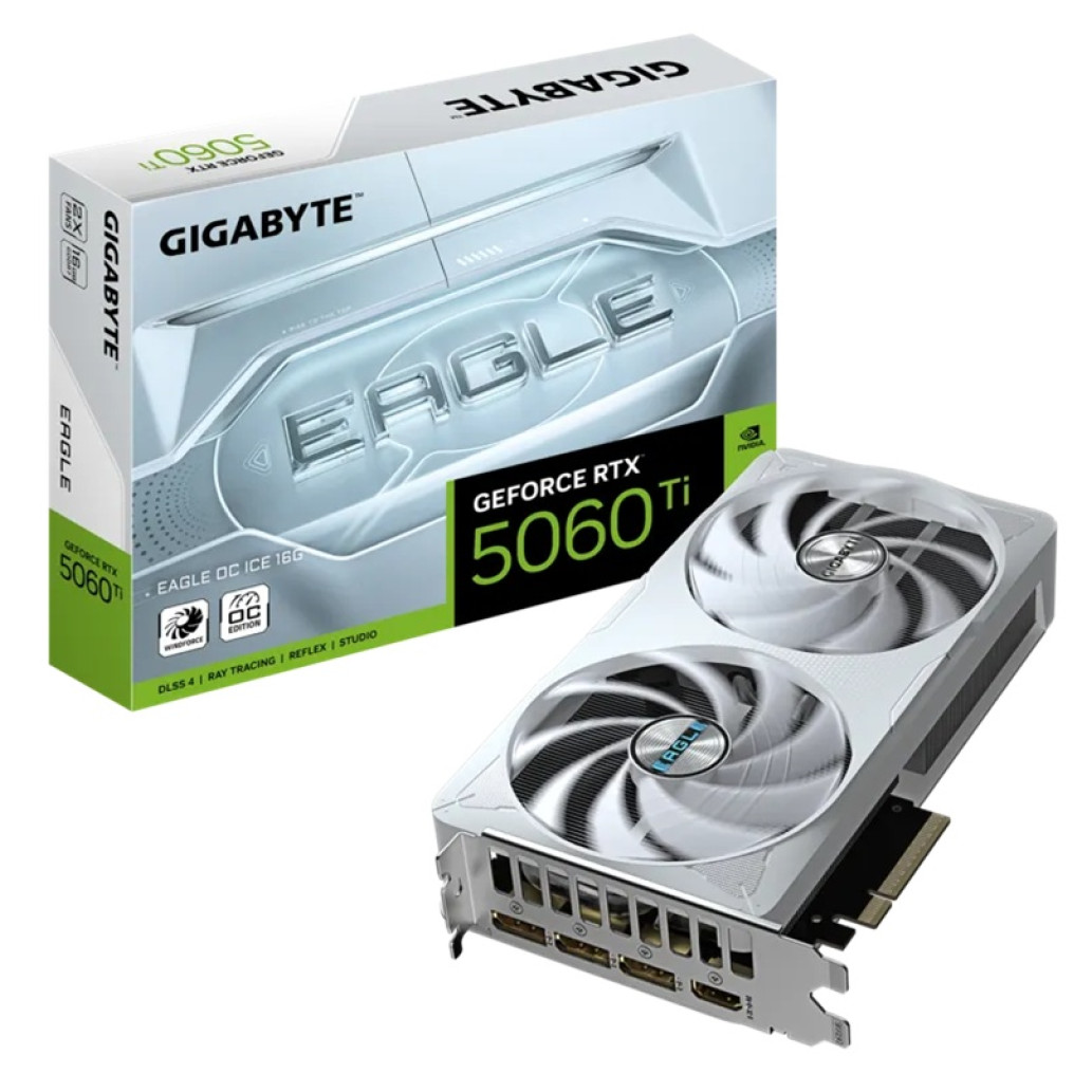 Grafična kartica nVidia RTX5060Ti GigaByte Eagle OC Ice Bela - 16GB GDDR7 (GV-N506TEAGLEOC ICE-16GD)