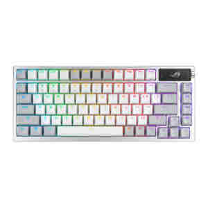Tipkovnica ASUS ROG Azoth Wireless, ROG NX Snow, PBT, OLED, RGB, USB, US, bela