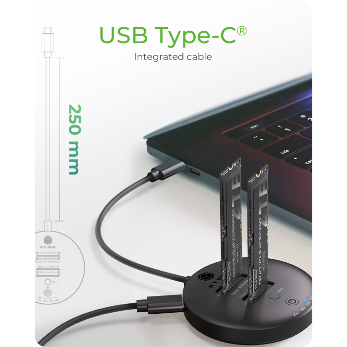 IcyBox IB-1612MCL-C31 priklopna in postaja za kloniranje M.2 NVMe SSD diskov - slika 5