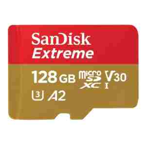 SanDisk Extreme microSDXC 128GB + SD Adapter 190MB/s & 90MB/s A2 C10 V30 UHS-I U3