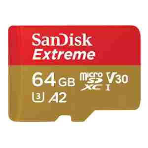 SanDisk Extreme microSDXC 64GB + SD Adapter 170MB/s & 80MB/s A2 C10 V30 UHS-I U3