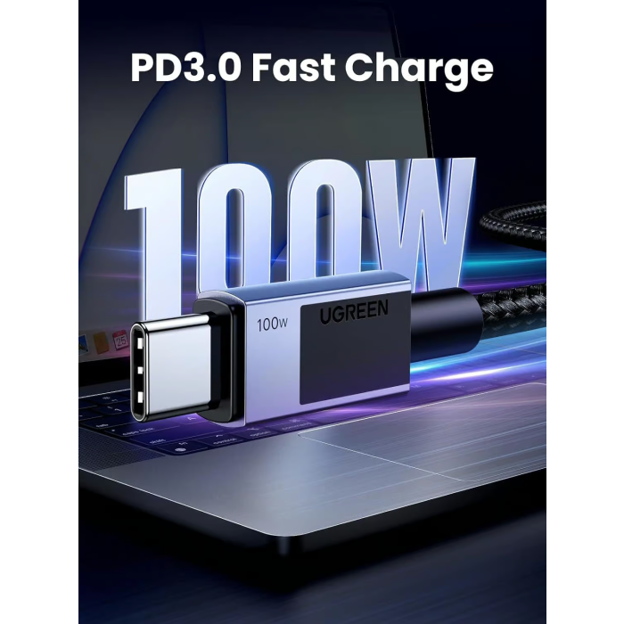 Ugreen USB-C na USB-C polnilni kabel 100W, 0,5M - slika 5