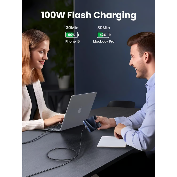 Ugreen USB-C na USB-C polnilni kabel 100W, 3M - slika 4