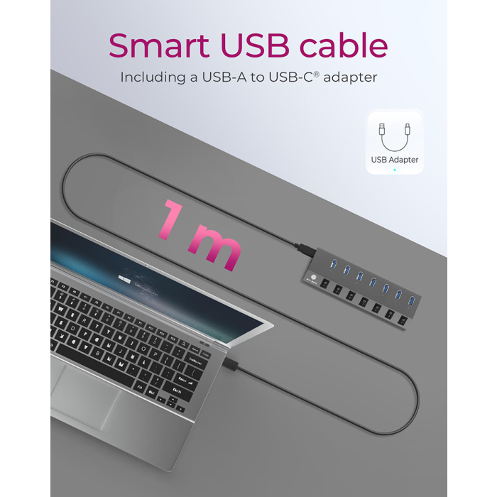 IcyBox IB-HUB1701-C3 7-portni USB-A hub s stikali - slika 6