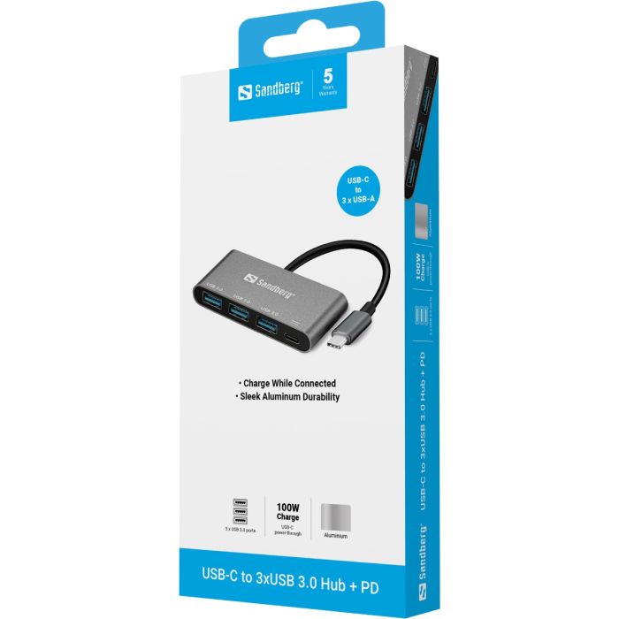 Sandberg USB-C to 3x USB 3.0 + PD Hub - slika 4
