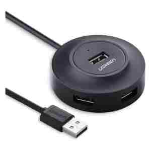 Ugreen USB 2.0 4 port HUB ČRN 1M - box