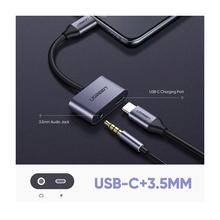 Ugreen USB-C na 3.5mm + USB-C Hub Adapter - box - slika 3