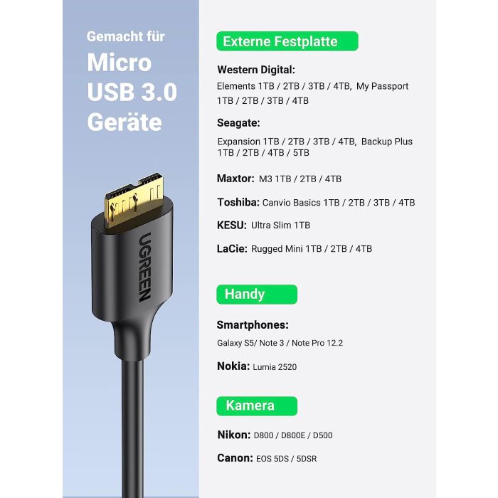 Ugreen USB 3.0 kabel USB A na Micro B, 1m - slika 4