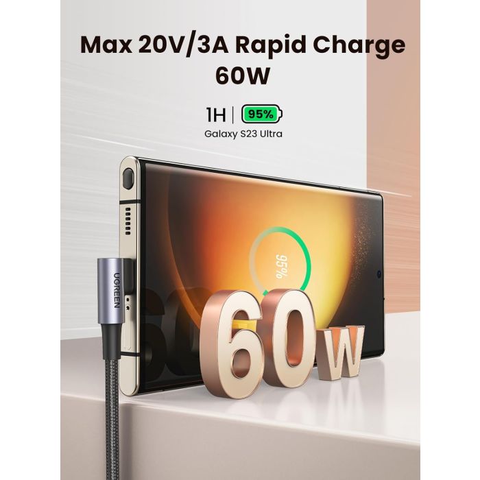 Ugreen kotni USB-C 60W kabel 1M - slika 4