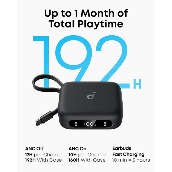 Anker Soundcore brezžične slušalke P41i Standard s prenosnim polnilnikom za telefon (brez Lightning adapterja), črne - slika 2