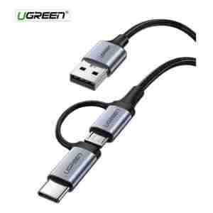 Ugreen USB-A na Micro USB + USB-C kabel pleten 1m