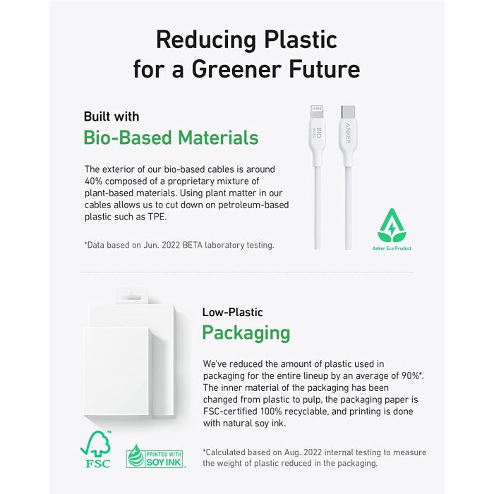 Anker 541 BIO USBC-LTG 0,9m kabel bel - slika 6