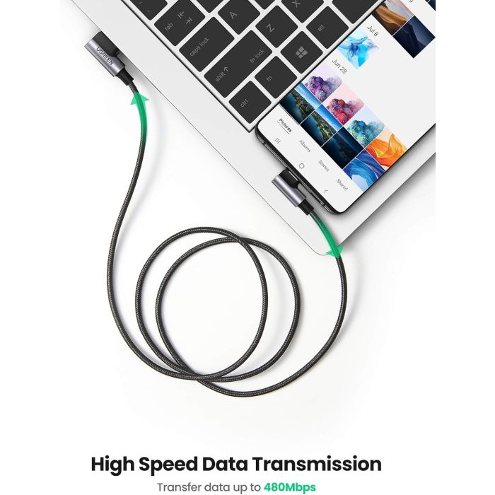 Ugreen USB v USB C 90-stopinjski kabel za hitro polnjenje 2M - slika 5