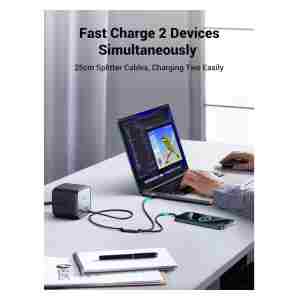 Ugreen 2v1 dvojni USB-C polnilni kabel s 100W