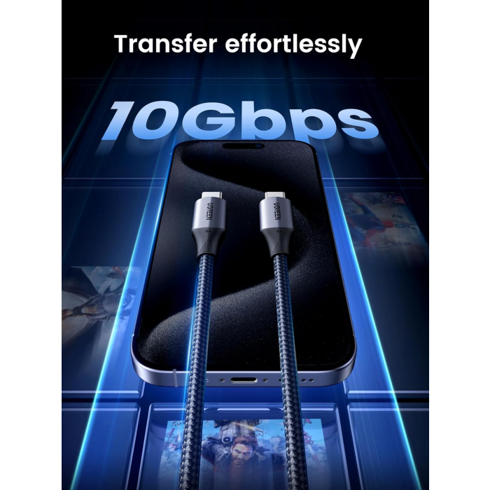 UGREEN USB-C 3.1 Gen2 10Gbps kabel 240W, avdio+video, 1m (črn) - slika 3