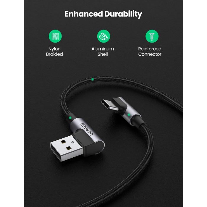 Ugreen USB v USB C 90-stopinjski kabel za hitro polnjenje 2M - slika 6