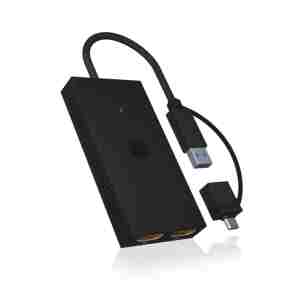 IcyBox IB-SPL1029AC USB-C/A na dvojni HDMI razdelilnik (2k@60Hz/4k@30Hz)