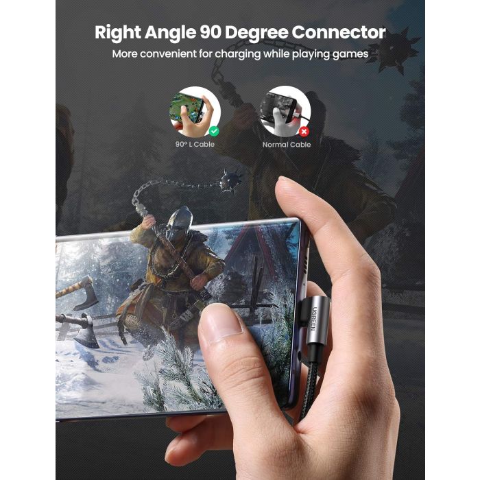 Ugreen USB v USB C 90-stopinjski kabel za hitro polnjenje 2M - slika 2