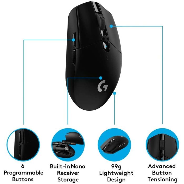 Logitech miška G305 LIGHTSPEED Brezžična Gaming, črna - slika 5