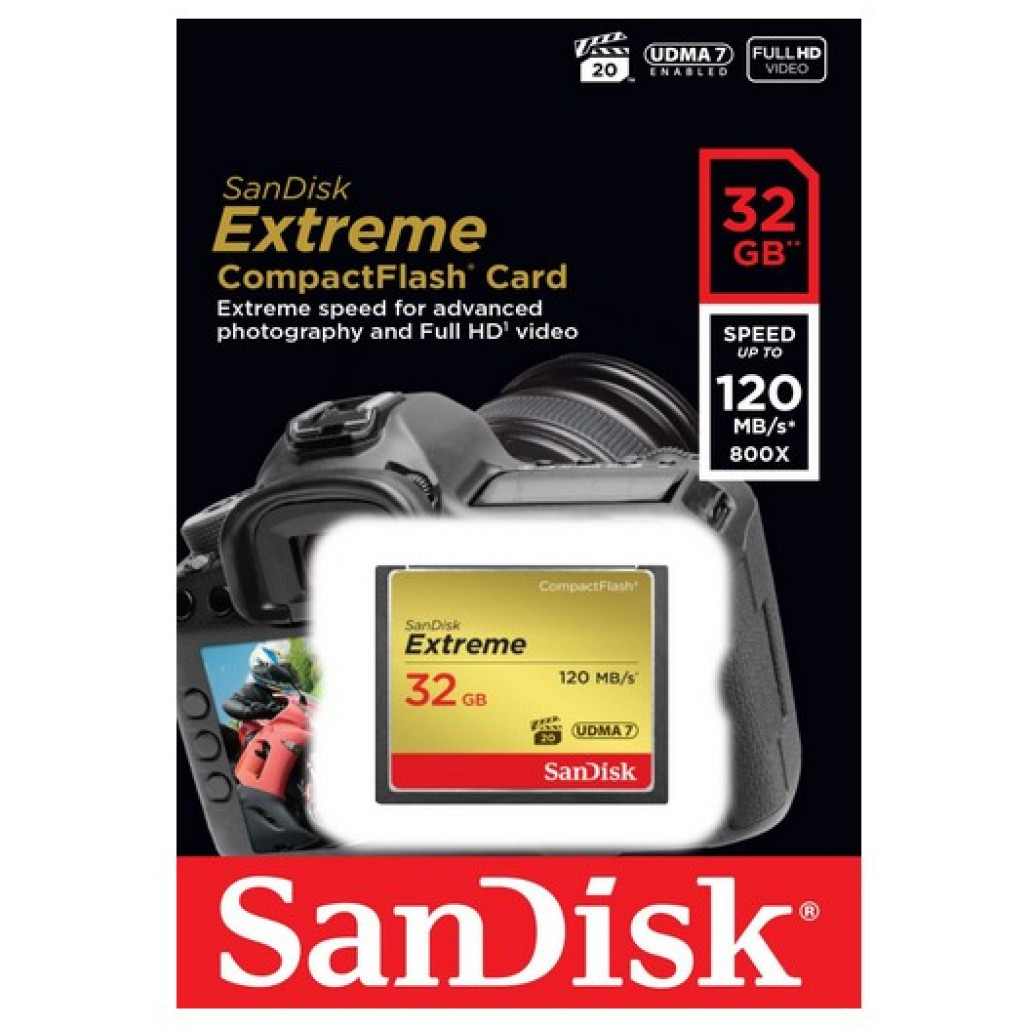 Spominska kartica Compact Flash 32GB Sandisk Etreme 120MB/s/85MB/s (SDCFXSB-032G-G46) - slika 3